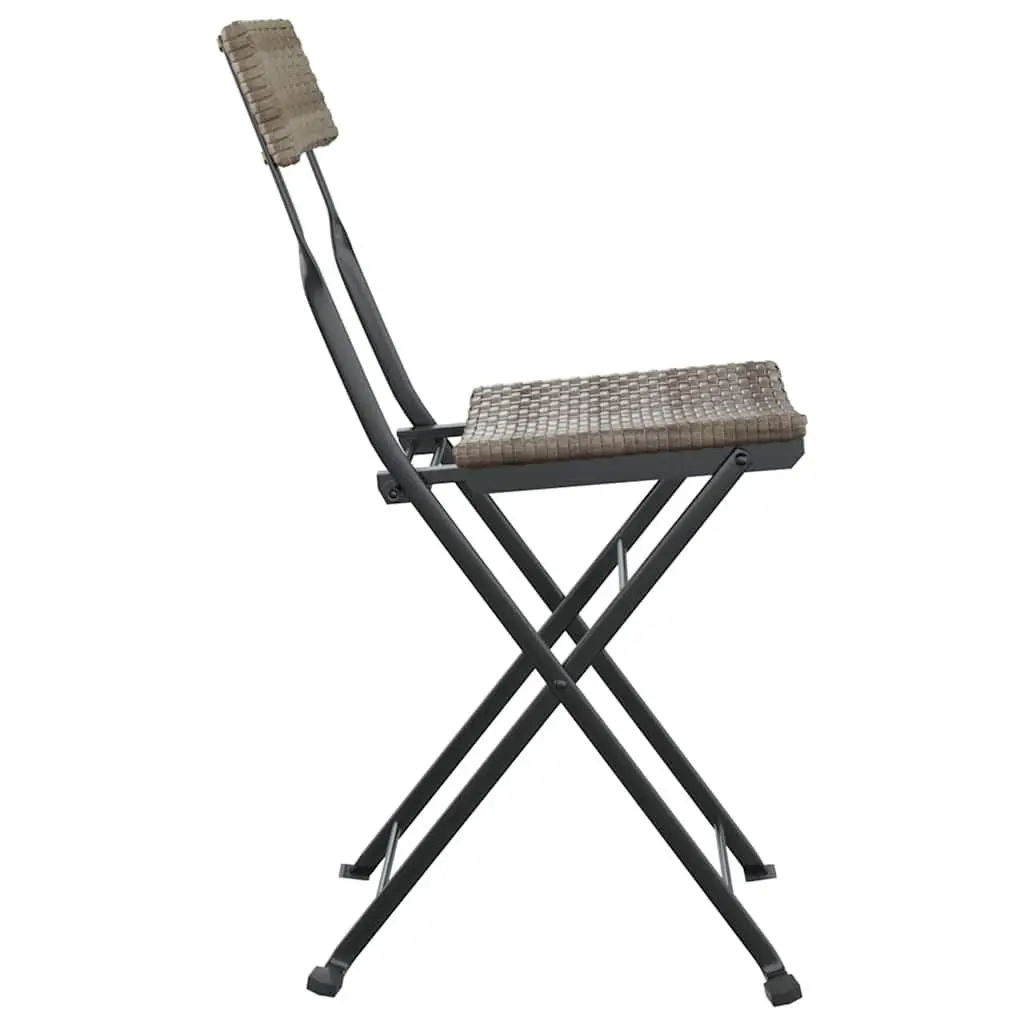 Folding Bistro Chairs 8 Piece Grey Outdoor Garden Seating Poly Rattan Steel Frame
