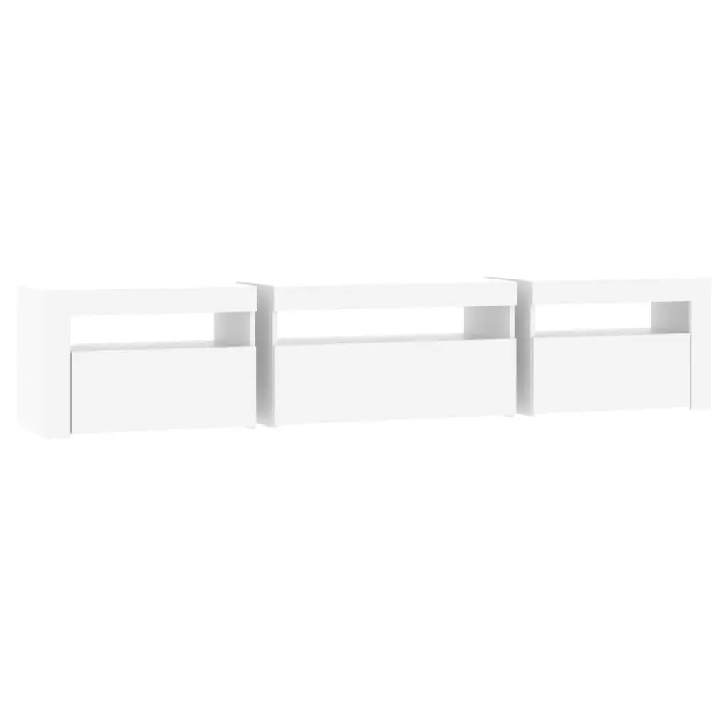 TV Cabinet RGB LED Lights Modern Media Unit Storage White