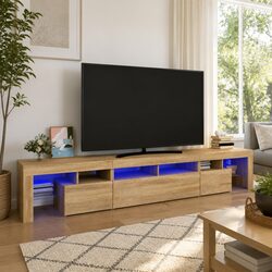 TV Cabinet with RGB LED Lights Media Stand Storage Unit Brown 230x36.5x40cm
