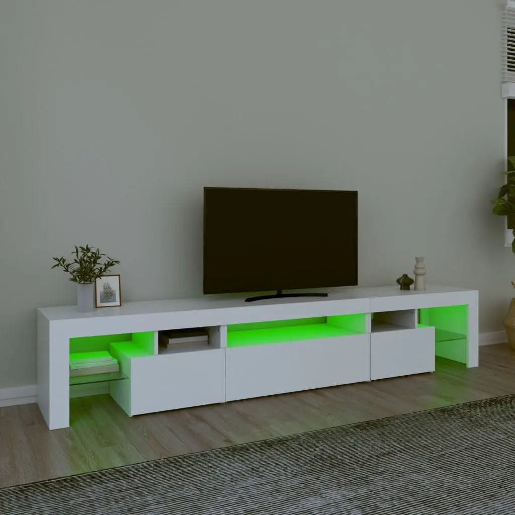 TV Cabinet RGB LED Lights White 215x36.5x40 cm Media Unit Storage