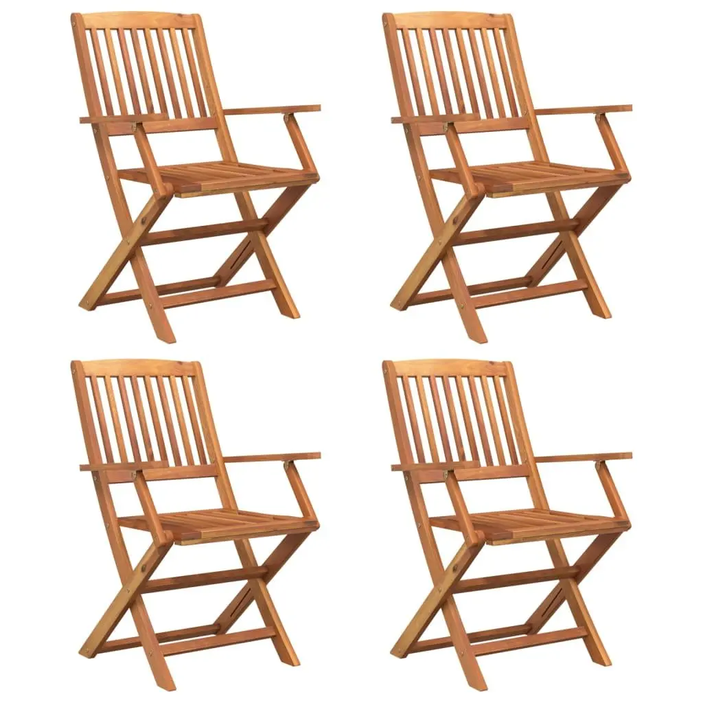 5 Piece Garden Dining Set Solid Wood Acacia Brown Outdoor Furniture Foldable