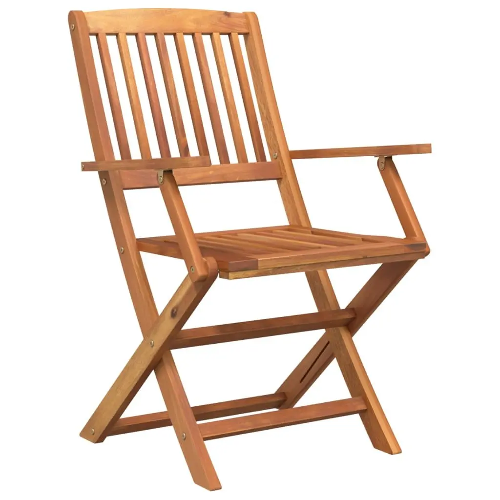 5 Piece Garden Dining Set Solid Wood Acacia Brown Outdoor Furniture Foldable