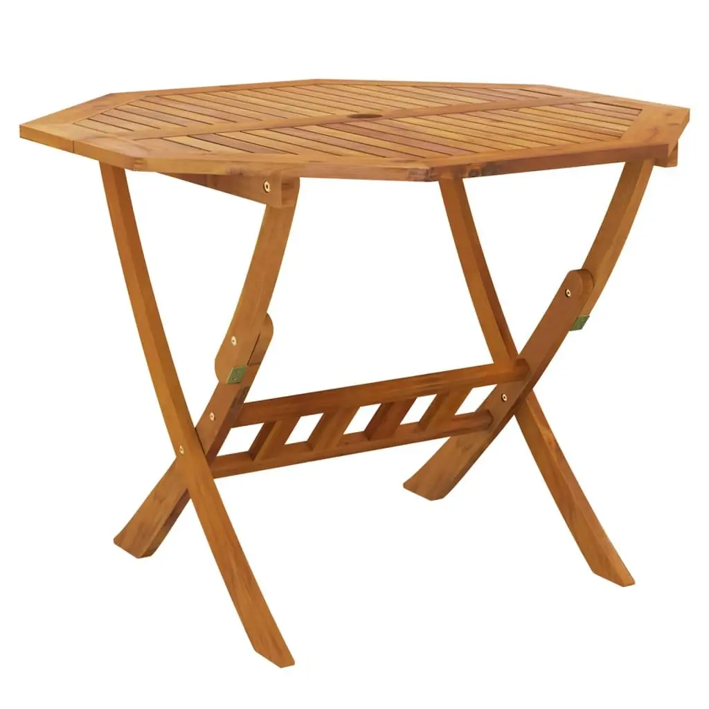 5 Piece Garden Dining Set Solid Wood Acacia Brown Outdoor Furniture Foldable