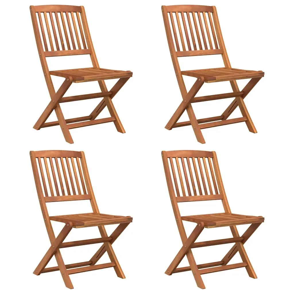 5 Piece Garden Dining Set Solid Acacia Wood Foldable Outdoor Furniture Brown