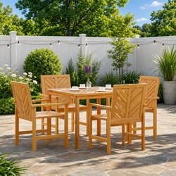 Garden Dining Set 5 Piece Outdoor Table Chairs Solid Acacia Wood Brown