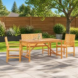 Garden Dining Set 4 Piece Outdoor Table Chairs Brown Solid Acacia Wood Patio