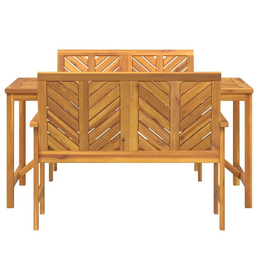 Garden Dining Set 3 Piece Outdoor Table and Chairs Solid Acacia Wood Brown