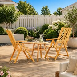 Garden Dining Set 3 Pieces Brown Solid Acacia Wood Outdoor Patio Table Chairs