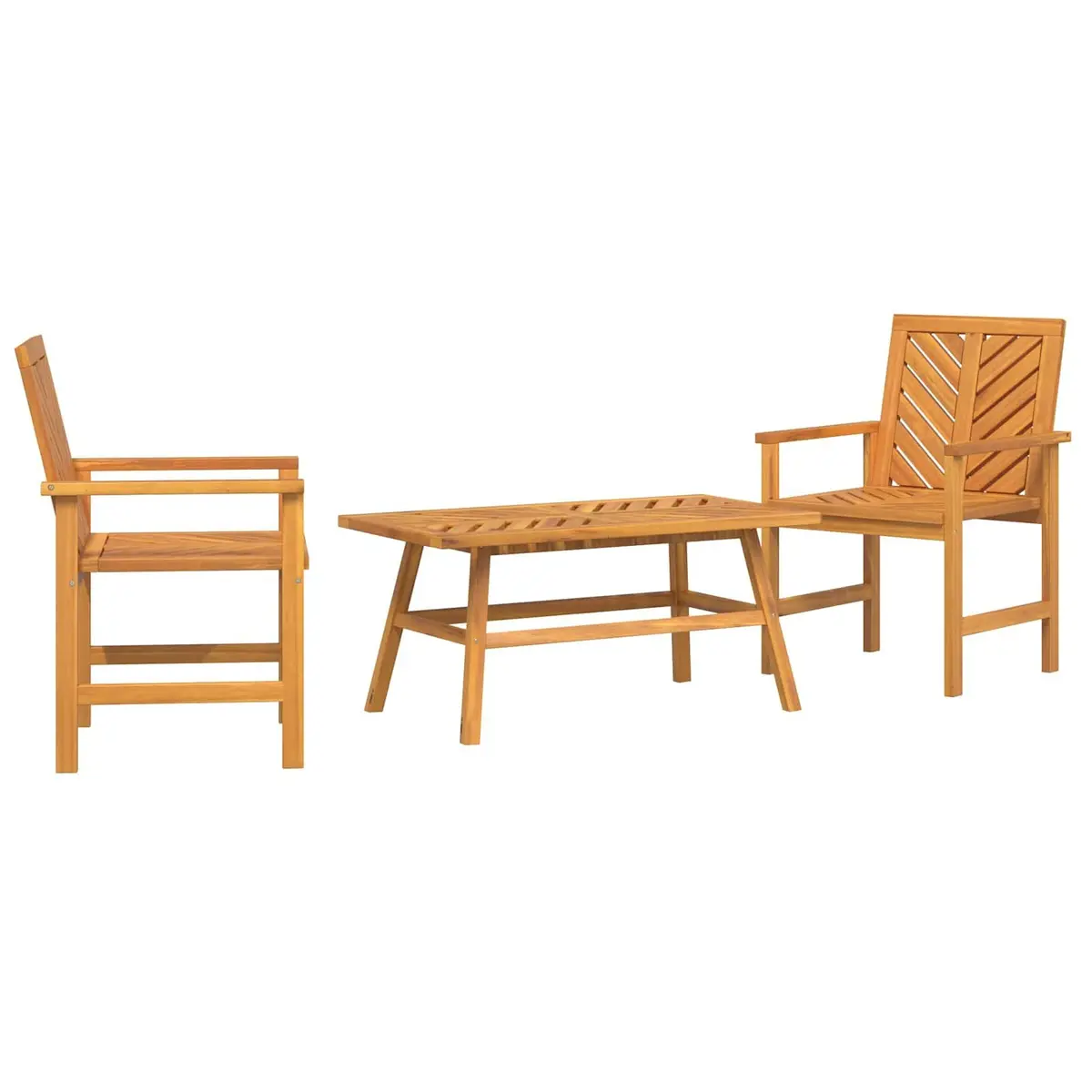 Garden Lounge Set 3 Piece Outdoor Furniture Brown Acacia Wood