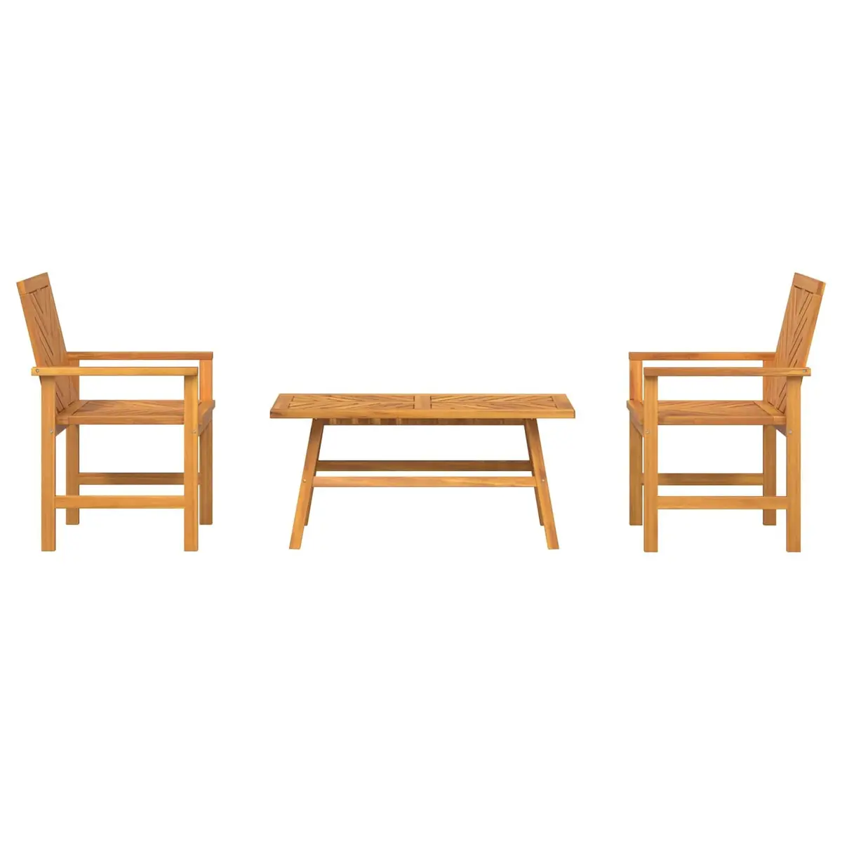 Garden Lounge Set 3 Piece Outdoor Furniture Brown Acacia Wood