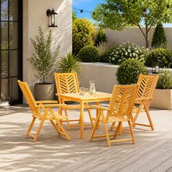 Outdoor Garden Chair 4 pcs Brown Solid Acacia Wood Reclining Patio Seating