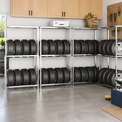2-Layer Tire Rack 4 pcs Silver 110x40x180 cm Steel Storage Shelving Garage