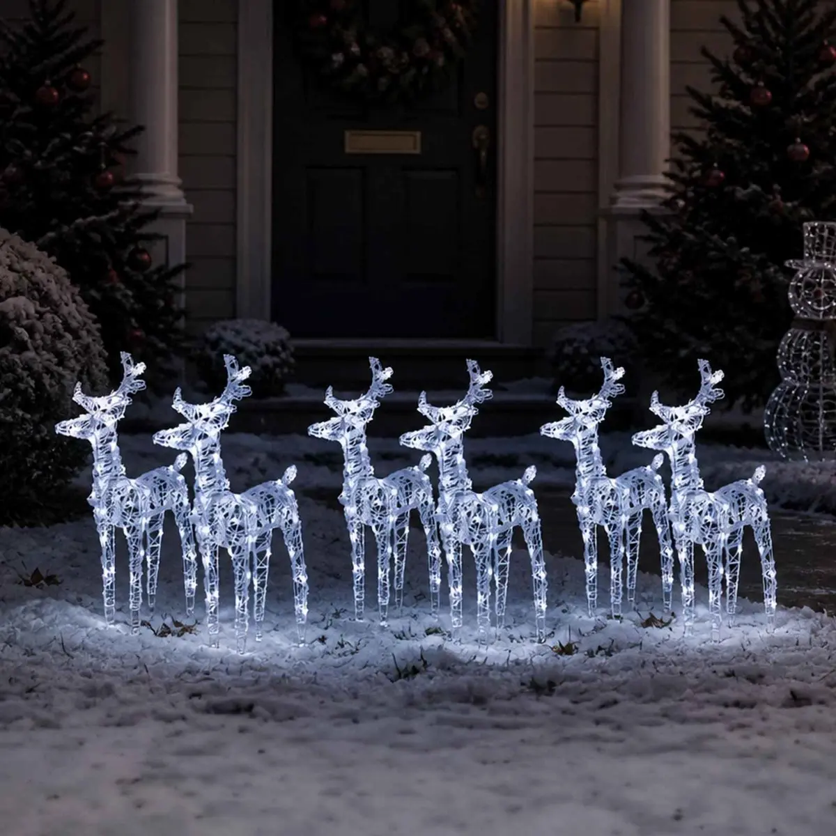 Christmas Reindeer Lights 6 Piece Cold White 240 LED Acrylic Yard Decoration