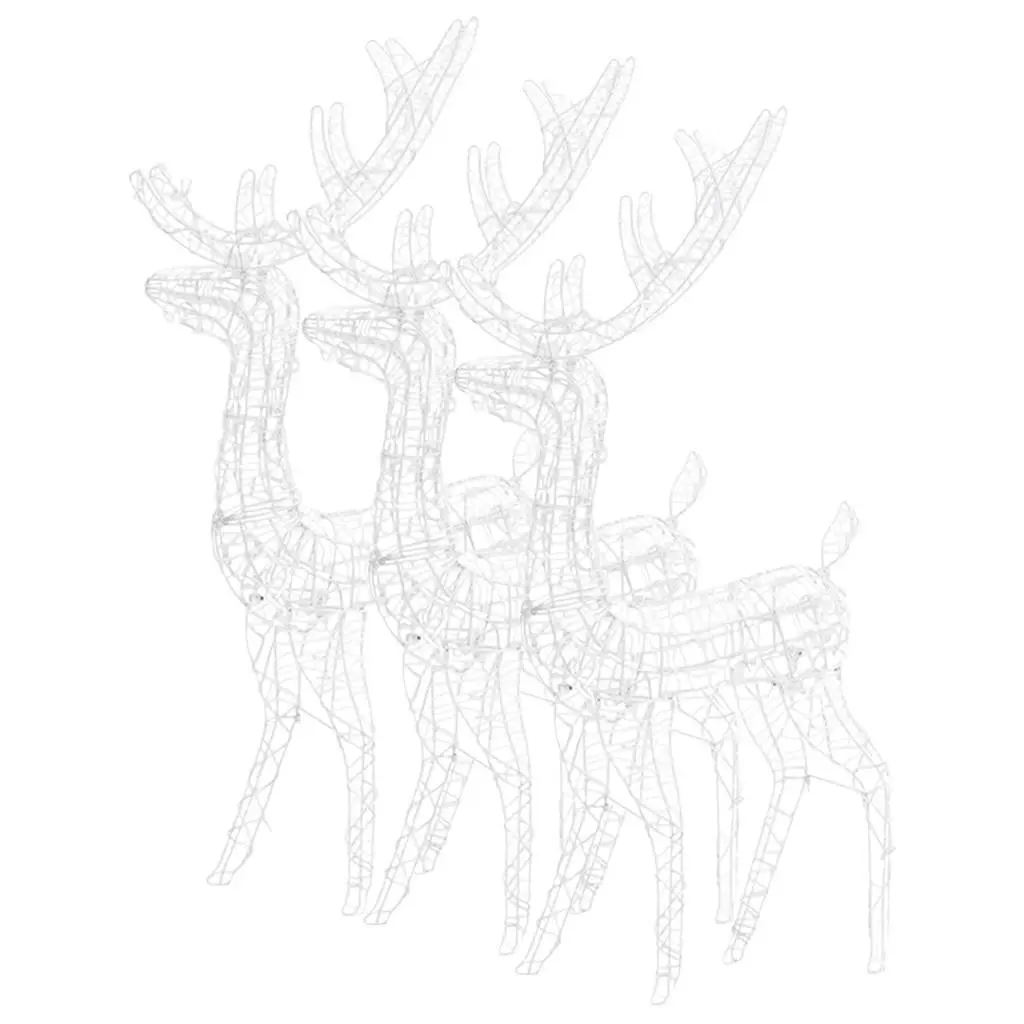 Acrylic Reindeer Christmas Decorations 3 Piece 128cm Warm White LED Outdoor Indoor