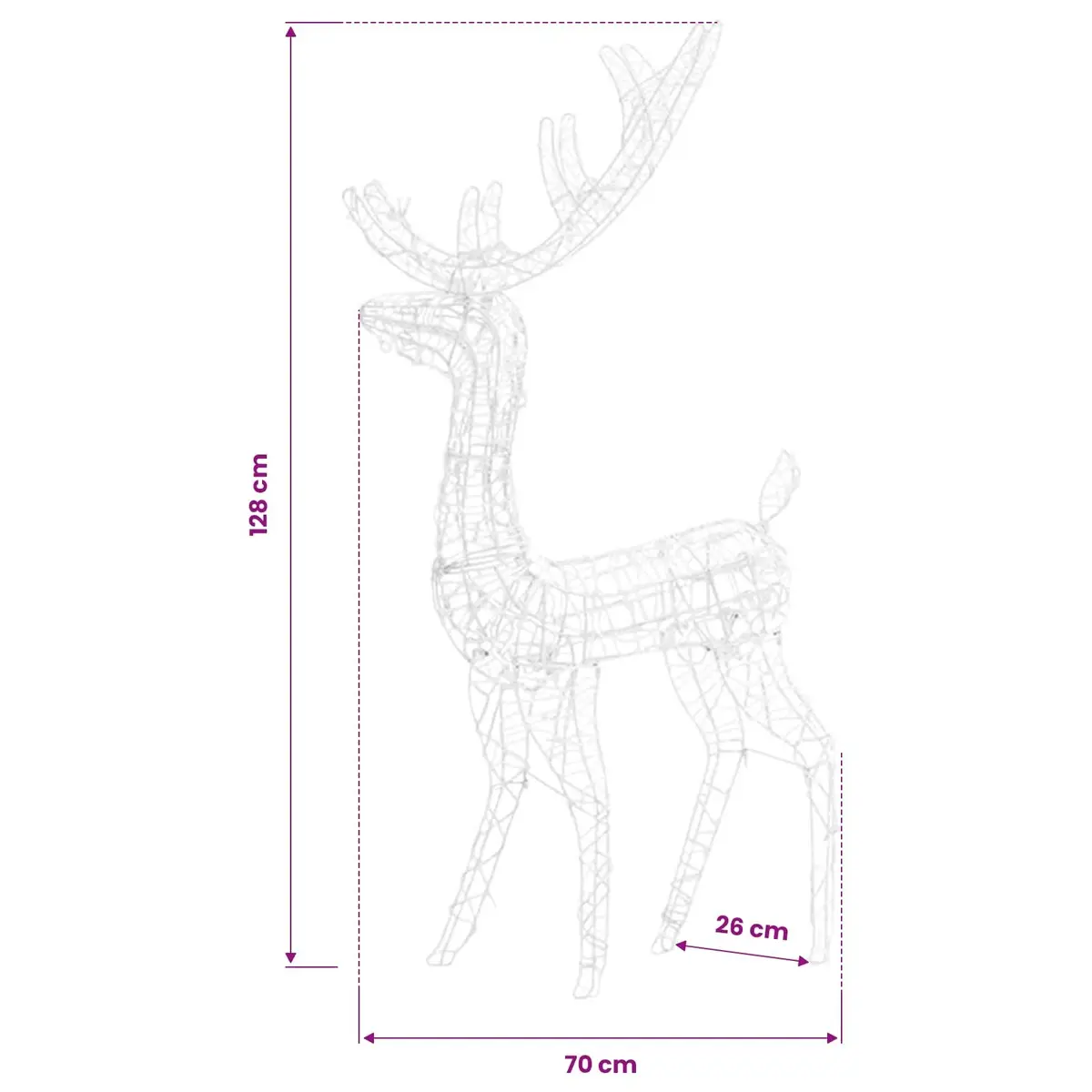 Acrylic Reindeer Christmas Decorations 3 Piece 128cm Warm White LED Outdoor Indoor