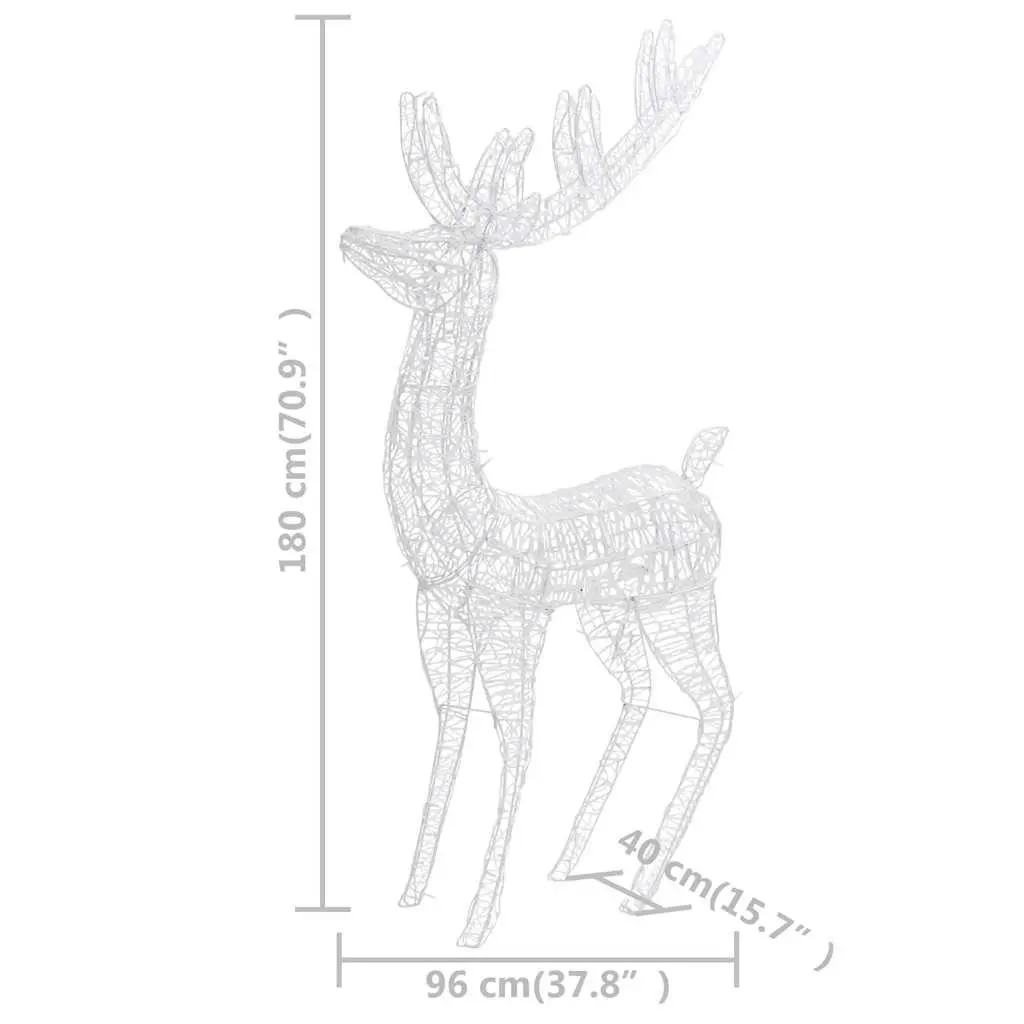 Acrylic Reindeer Light 250 LED Outdoor Garden Decoration 180 cm Warm White
