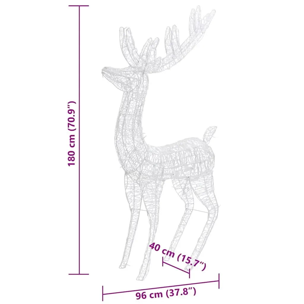 Acrylic Reindeer Lights 250 LED Warm White 180cm Outdoor Garden Decoration