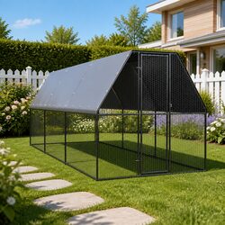 Outdoor Chicken Cage 2x6x2m Galvanised Steel Hen Coop Small Animal Run