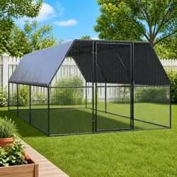 Outdoor Chicken Cage 3x6x2m Galvanised Steel Run Coop Hens Ducks Small Animals