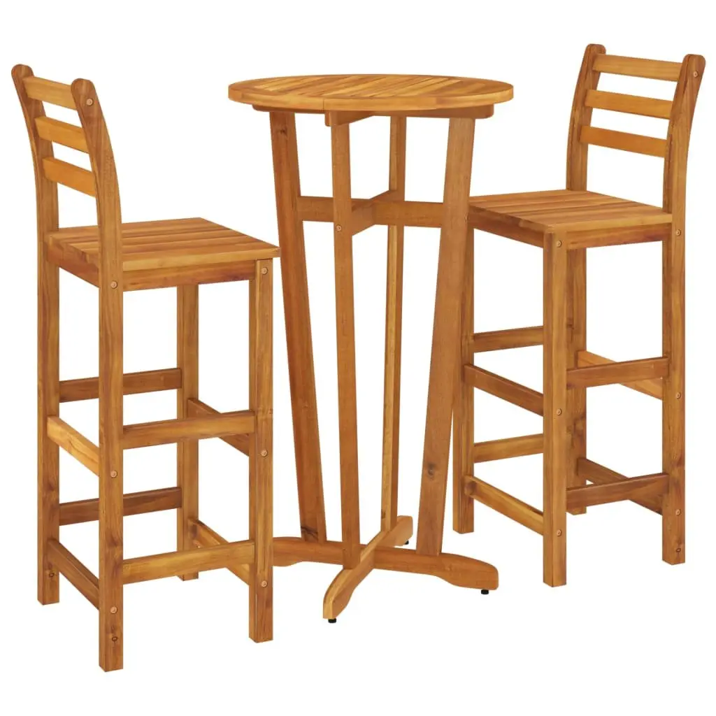 Garden Bar Set 3 Piece Outdoor Patio Furniture Solid Wood Acacia Brown