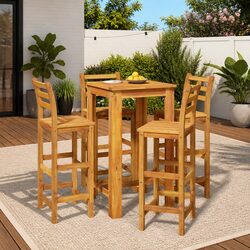 5 Piece Garden Bar Set Solid Acacia Wood Outdoor Furniture Brown Patio Dining