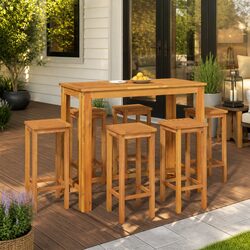 7 Piece Garden Bar Set Solid Acacia Wood Outdoor Furniture Brown