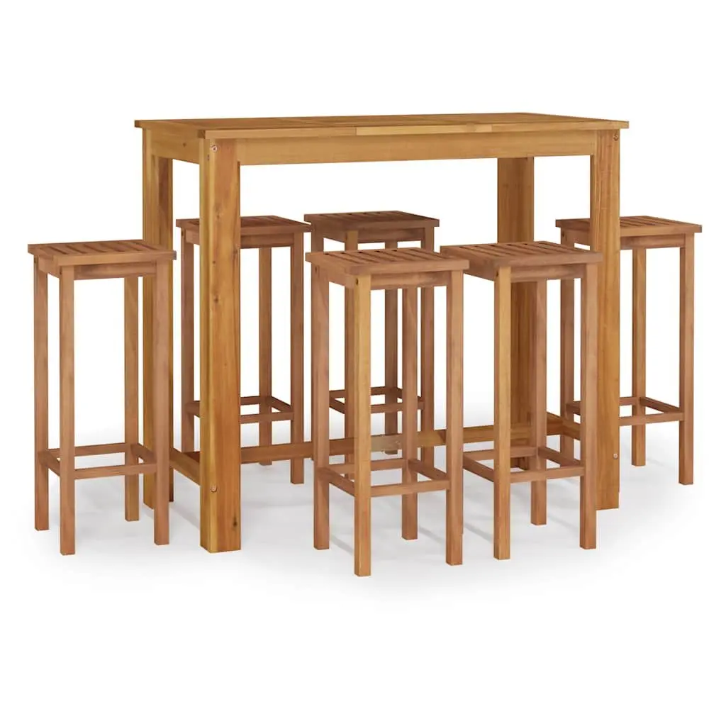 7 Piece Garden Bar Set Solid Acacia Wood Outdoor Furniture Brown