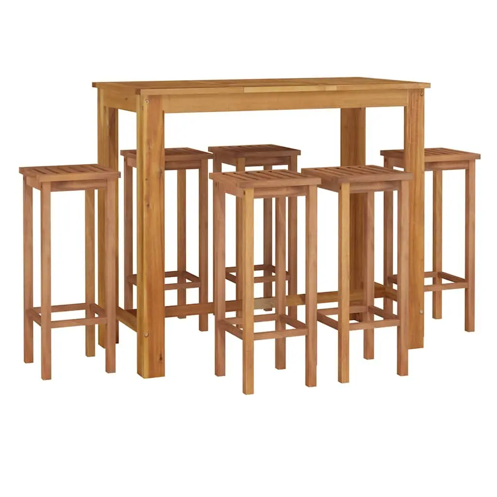 7 Piece Garden Bar Set Solid Acacia Wood Outdoor Furniture Brown