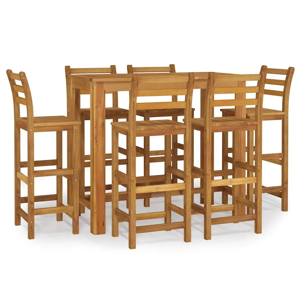 7 Piece Garden Bar Set Solid Acacia Wood Outdoor Furniture Brown