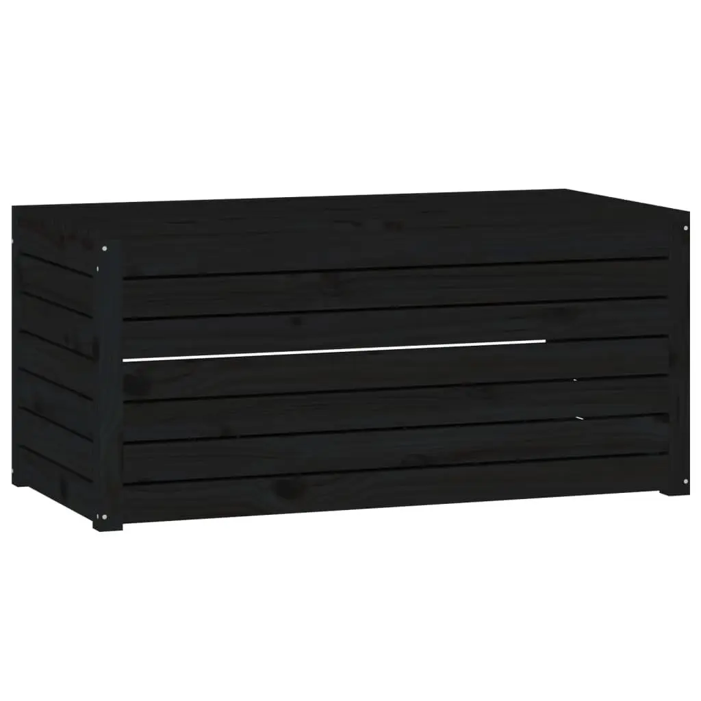 4 Piece Outdoor Garden Storage Box Set Black Solid Wood Pine Patio Furniture