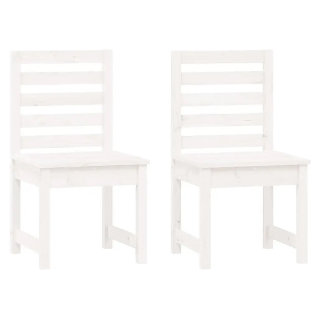 Garden Bistro Set 3 Piece White Solid Pine Wood Table Chairs Outdoor Patio