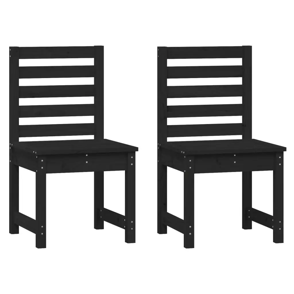 3 Piece Garden Bistro Set Black Solid Pine Wood Outdoor Patio Furniture