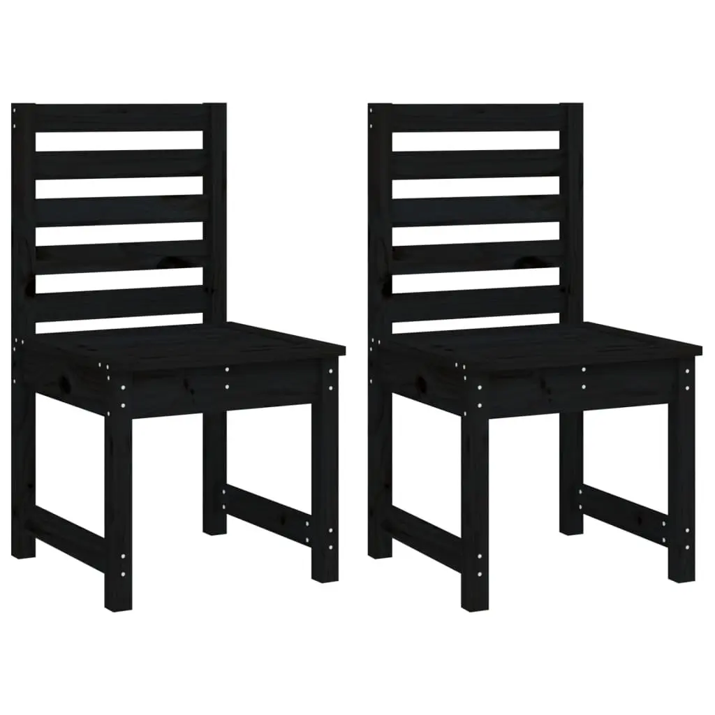 Garden Dining Set 4 Piece Outdoor Furniture Black Solid Pine Wood Table Chairs