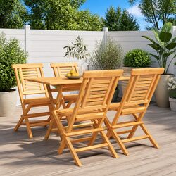 5 Piece Garden Dining Set Outdoor Furniture Table Chairs Brown