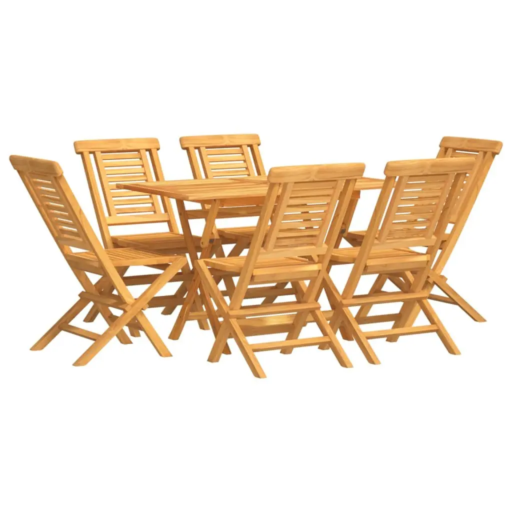 7 Piece Outdoor Garden Dining Set Foldable Table Chair Patio Furniture Brown