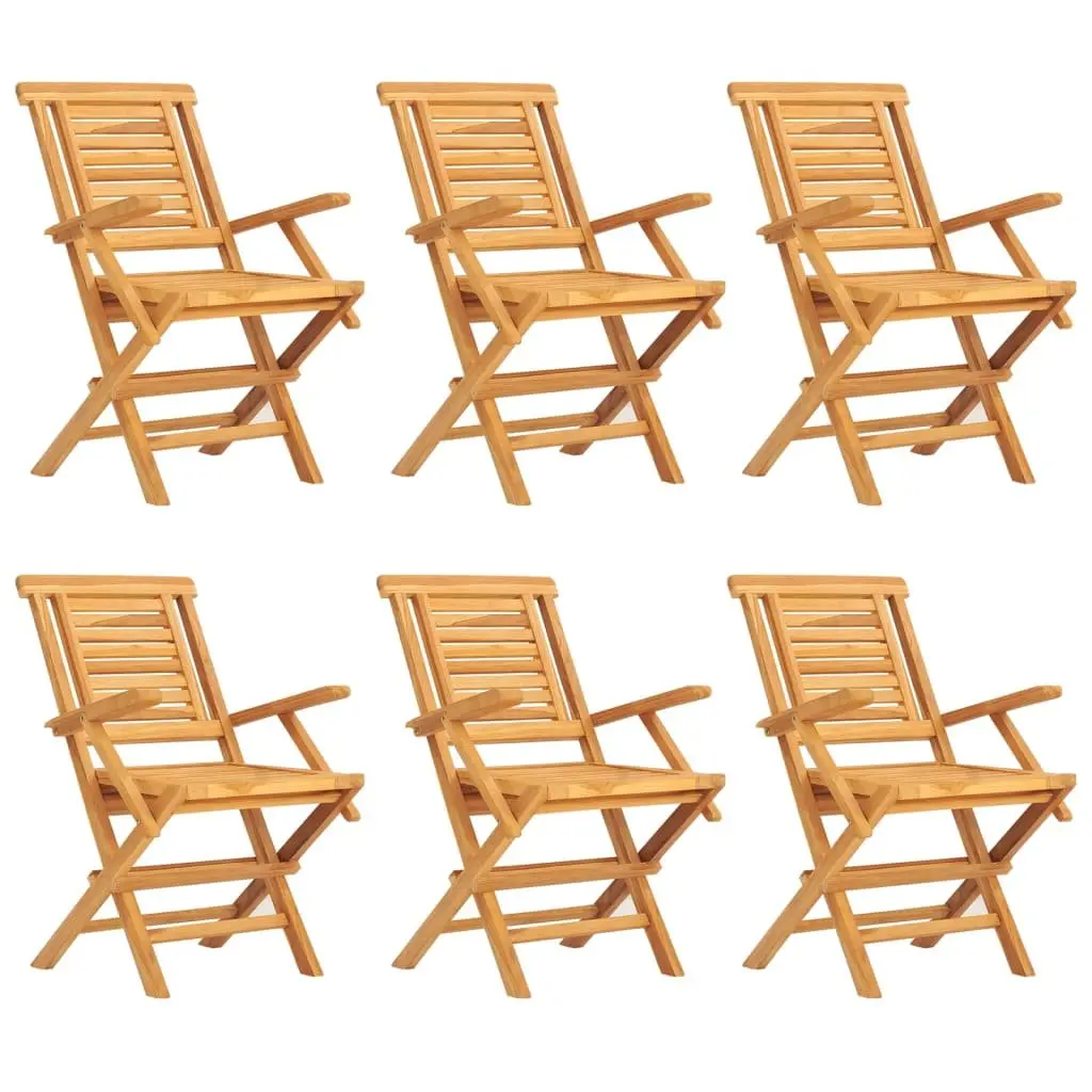 7 Piece Garden Dining Set Solid Teak Wood Foldable Outdoor Furniture Table Chairs Brown