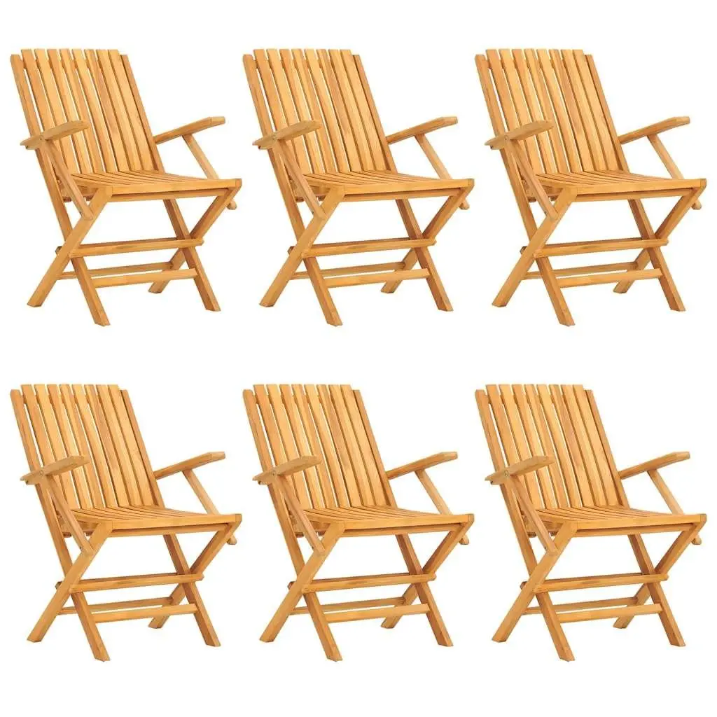 7 Piece Garden Dining Set Foldable Teak Wood Outdoor Table Chairs Brown