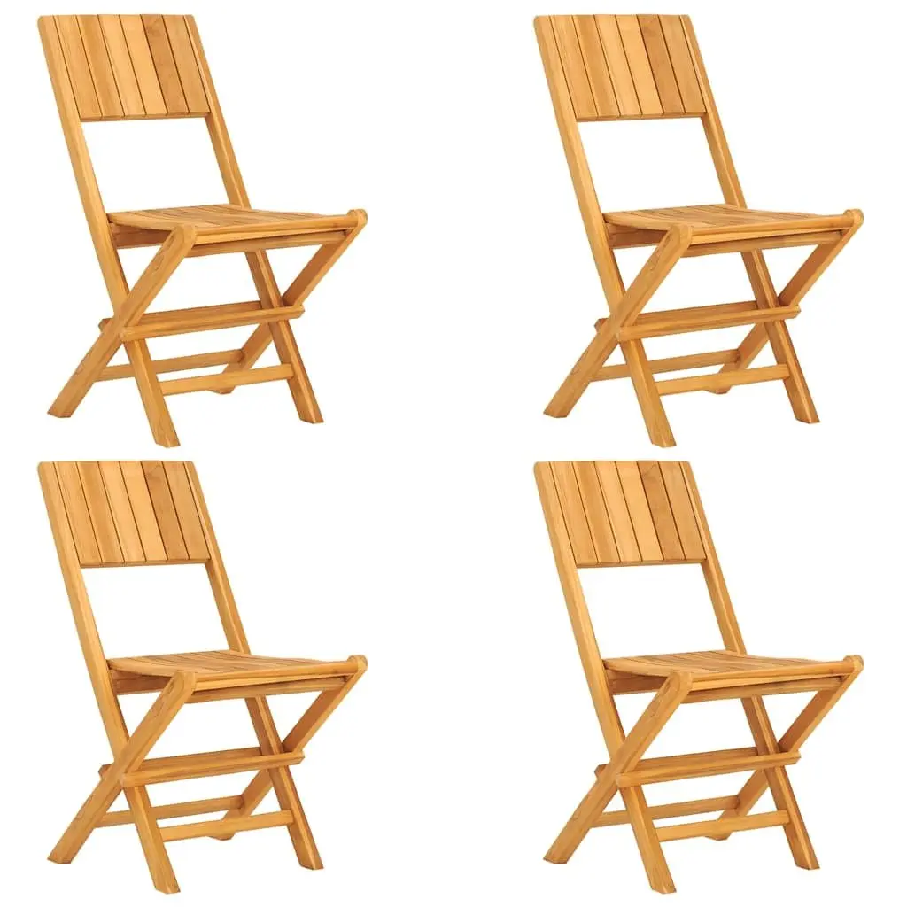 5 Piece Garden Dining Set Teak Wood Brown Foldable Table and Chairs
