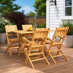 Garden Dining Set 5 Piece Outdoor Furniture Table Chairs Wood Patio Teak