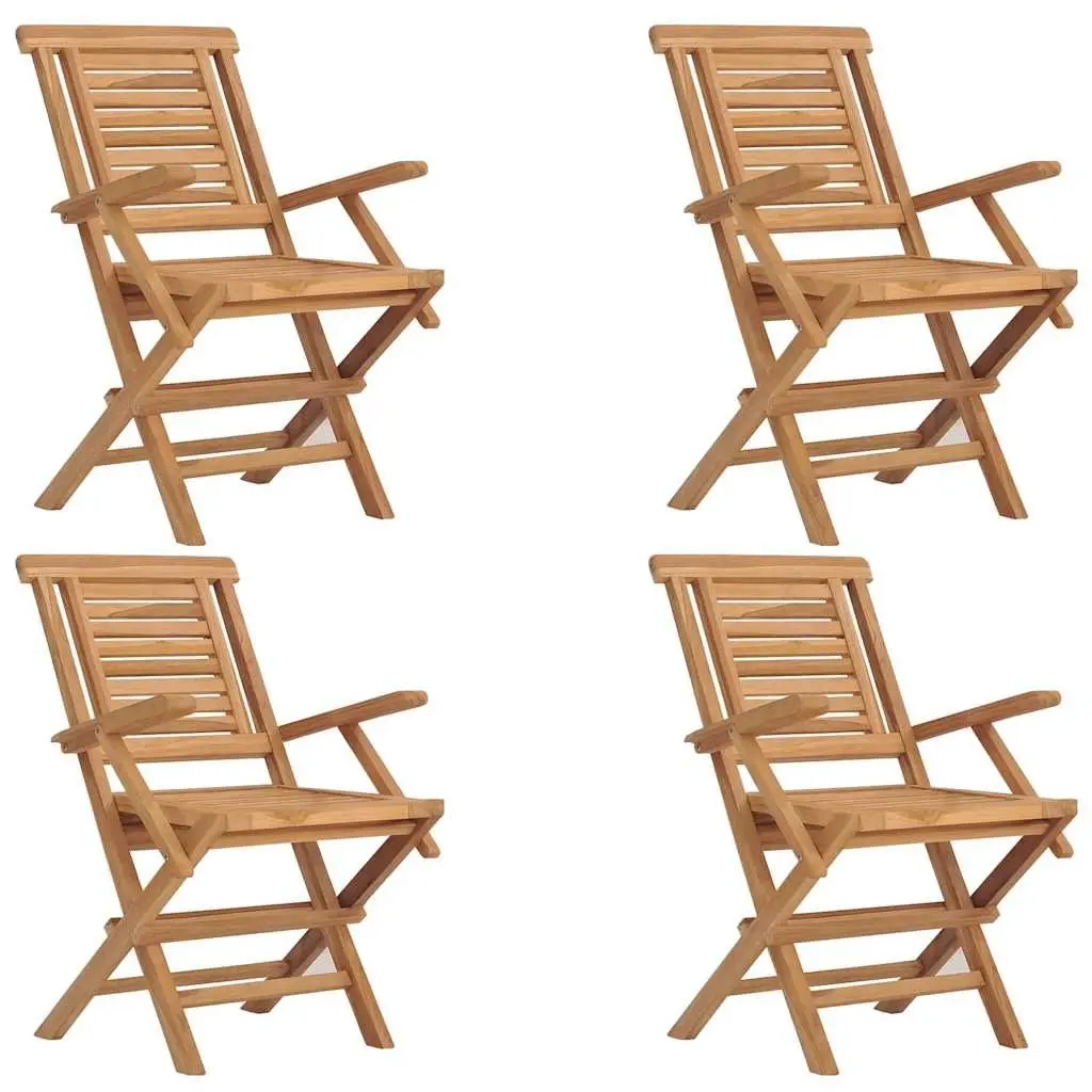 Garden Dining Set 5 Piece Outdoor Furniture Folding Table and Chairs Brown Teak Wood