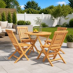 Garden Dining Set 5 Piece Outdoor Furniture Wooden Table Chairs Foldable