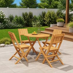 Garden Dining Set 5 Piece Outdoor Furniture Patio Table Chairs Foldable