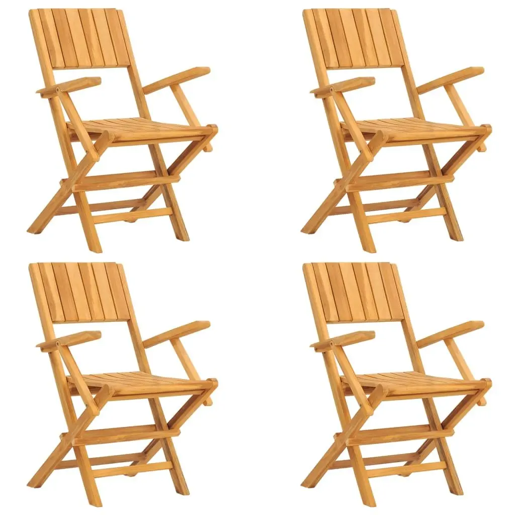 5 Piece Garden Dining Set Solid Teak Wood Foldable Brown