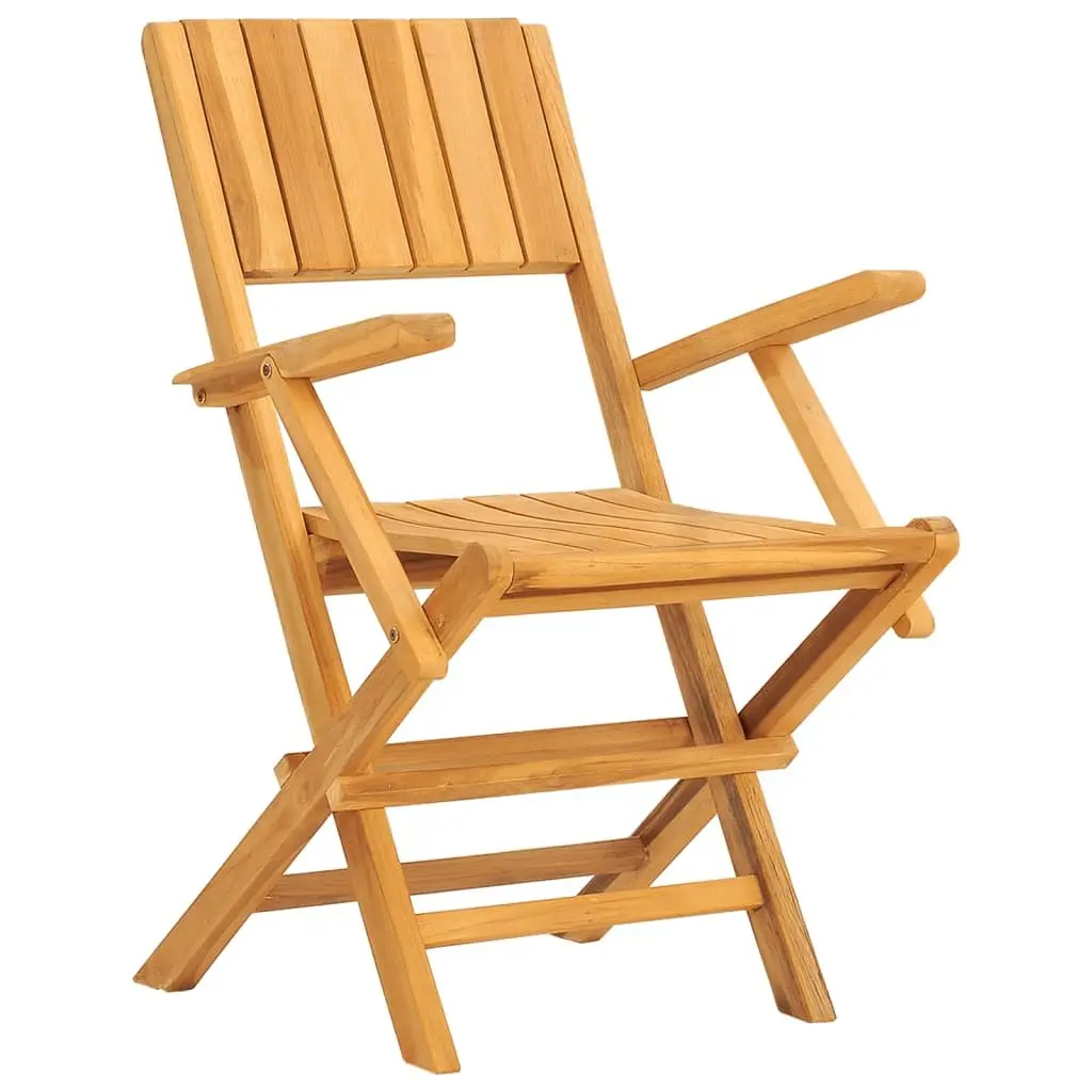 5 Piece Garden Dining Set Solid Teak Wood Foldable Brown