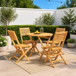 5 Piece Garden Dining Set Outdoor Furniture Table Chairs Brown