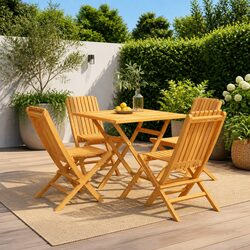 5 Piece Garden Dining Set Outdoor Furniture Table Chairs Brown Wood