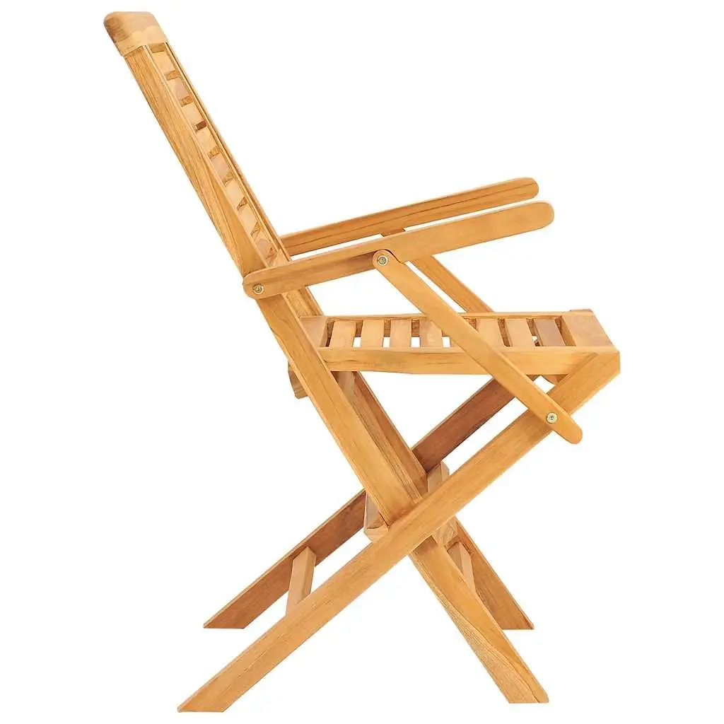 Folding Garden Chairs Solid Teak Wood Outdoor Seating 6 Piece Brown
