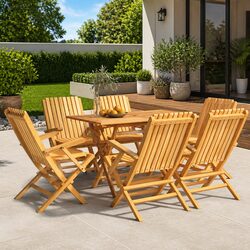 Folding Garden Chairs 6 Pieces Solid Teak Wood Outdoor Seating Patio Furniture