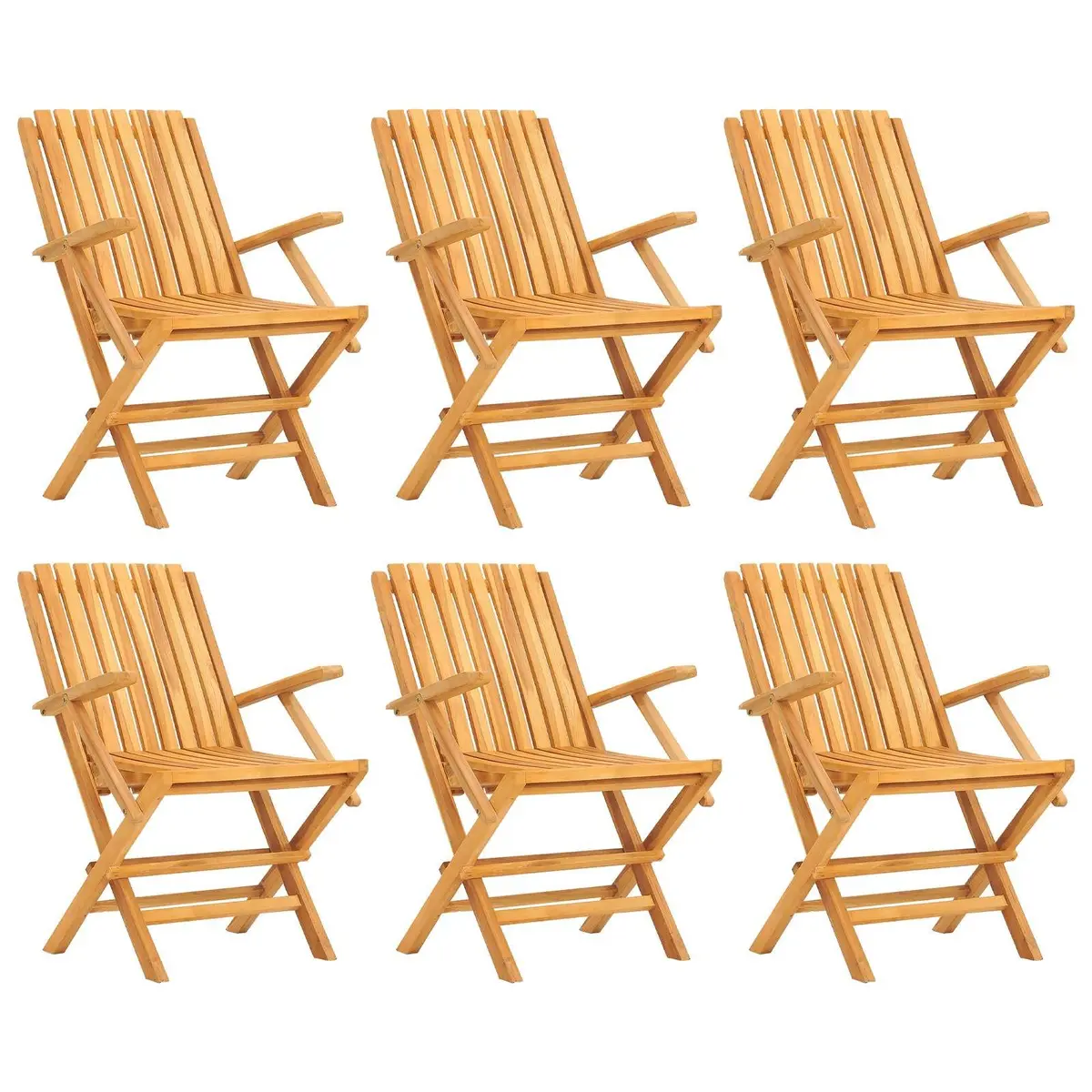 Folding Garden Chairs 6 Pieces Solid Teak Wood Outdoor Seating Patio Furniture