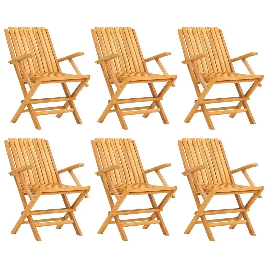 Folding Garden Chairs 6 Pieces Solid Teak Wood Outdoor Seating Patio Furniture